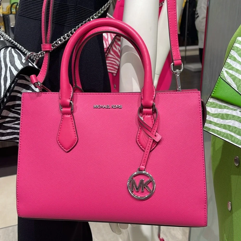 Michaela Kors Sheila Medium Faux Saffiano Leather Satchel
Dragonfruit 
NWT - Picture 6 of 16